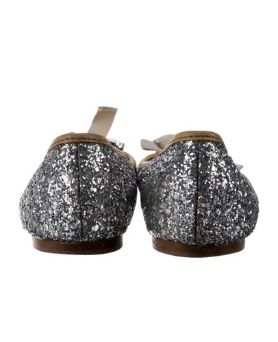 Miu Miu Prada Silver Glitter Bows Ballet Flat Shoes Rock Crystal SZ 36 - Picture 5 of 8