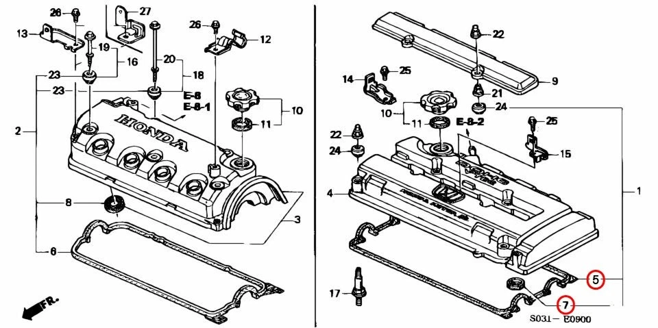 Junta de cubierta de válvula y sellos de bujía originales Honda Acura B16A2 B18C1 B18C5 OEM Foto 3 de 4