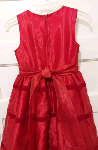 Rare Editions Girls Size 10 Red Velvet Trimmed Tulle Sleeveless Fancy Dress - 第 8/11 張圖片