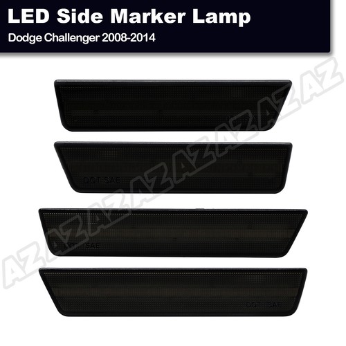 4x For 2008-2014 Dodge Challenger SMOKE Front & Rear Side Marker Lamp LED Strip - Picture 10 of 11