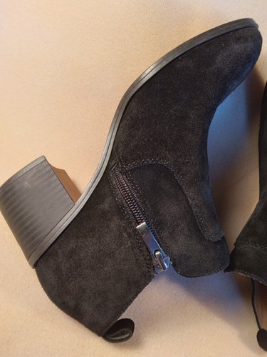 Franco Sarto Black Suede Leather Block Heel Zip Ankle Boots Ladies Sz 6.5 - Picture 14 of 22