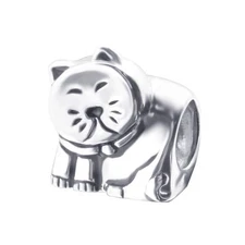 Kitty Cat Feline Shaped .925 Sterling Silver European Charm Bead