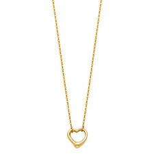 Ioka - 14K Yellow Gold Single Floating Open Heart Pendant Chain Necklace - 17+1"