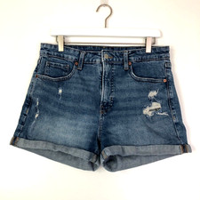 Old navy OG short high rise medium wash blue distressed size 12