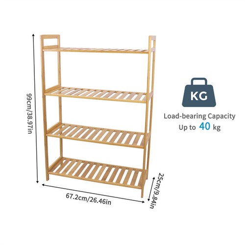 Heavy Duty 4 Tier Bamboo Storage Shelf Organiser Unit Book Flower Plant Stand - Picture 5 of 14