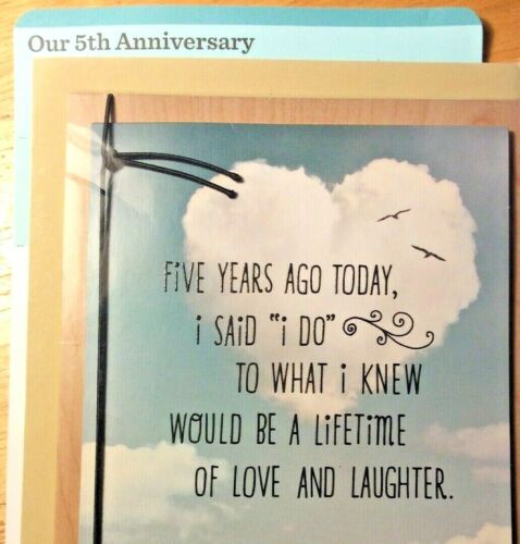 5TH ANNIVERSARY Card for OUR ANNIVERSARY to WIFE or HUSBAND, 5 Years Married 53A - Picture 2 of 26