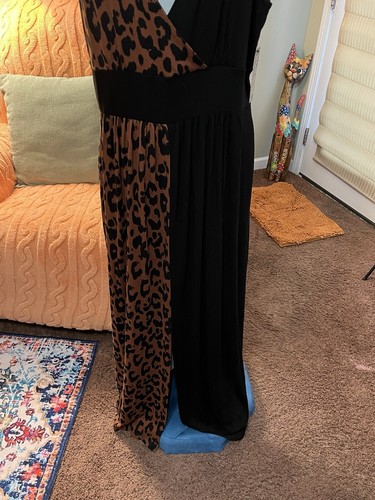 New York & Company Black Animal Print Stretch Vneck Maxi Dress Size XL - Foto 11 di 12