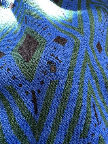 Vintage 60s 70s Blue Green Boho Geometric Diamond Pattern Knit Skirt M L 12 - Picture 10 of 10