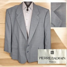 Pierre Balmain Sport Coat Blazer Mens 52R Gray Plaid VL