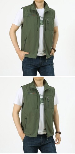 Men Outdoor Work Vest Multi-pockets Waistcoat Hiking Fishing Sleeveless Jackets - Picture 17 of 28