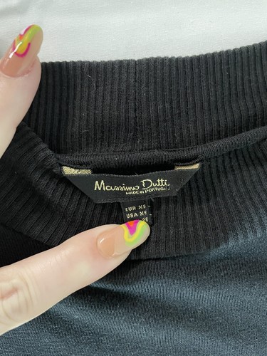 MASSIMO DUTTI Italy Limited Edition Black Thin Merino Wool Sweater Sz Xs - Picture 2 of 4