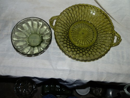 De colección, vidrio, verde, panal, mango, tazón y vidrio, verde, baya, tazón - Imagen 4 de 4