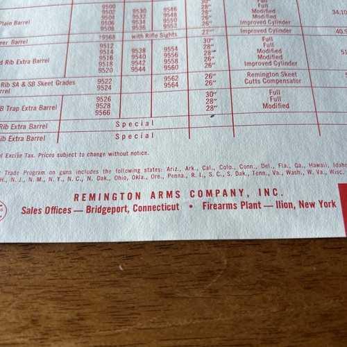 1966 Remington Guns Dealer Price List - Picture 5 of 6