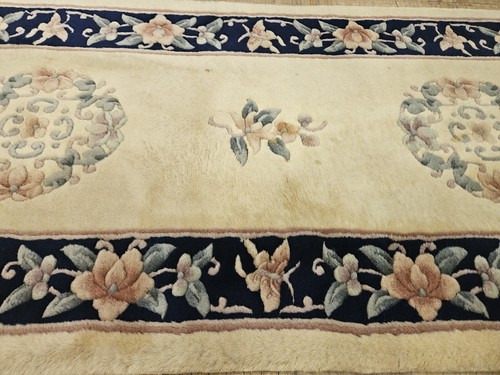2.6x8 CHINESE RUG VINTAGE AUBUSSON PEKING AUTHENTIC 100% WOOL ORIENTAL RUG - Picture 8 of 12