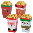  24 Pcs Popcorn Boxes, Mini Popcorn Boxes Snowman Reindeer Santa Or Christmas