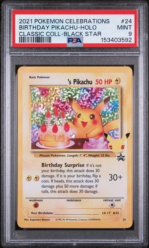 2021 Pokemon Celebrations Classic Collection Birthday Pikachu-Holo #24 PSA 9