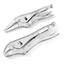  Locking Pliers Set, 9" Long Nose &10" Curved Jaw Long nose & curved jaw