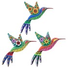  3pcs Metal Hummingbird Wall Art Animal Ornaments Indoor Outdoor Wall