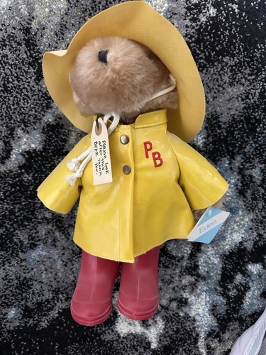 Eden Toys 14” Paddington Bear Yellow Raincoat Red Boots Vintage 1981 Plush NWT