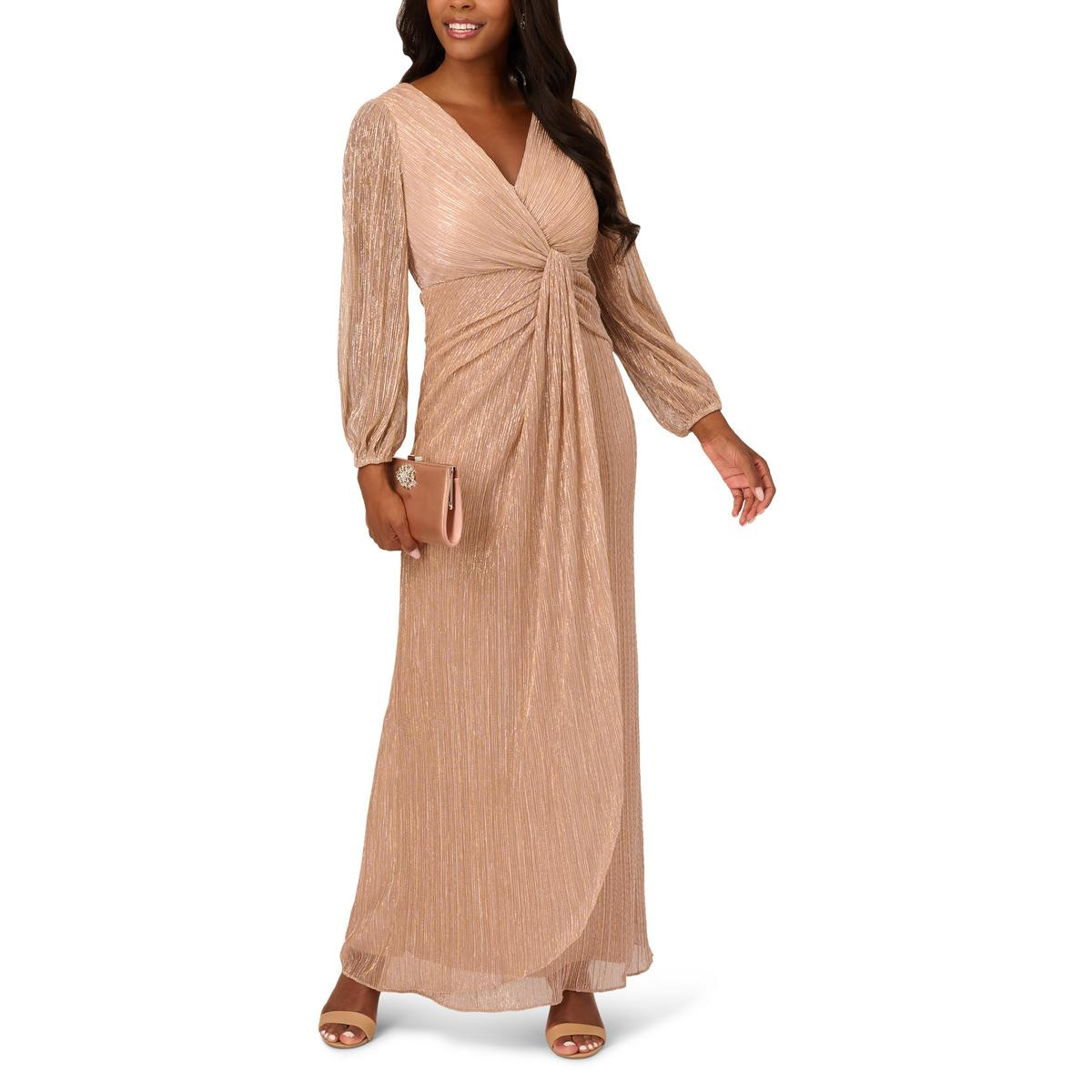 Женское вечернее платье Adrianna Papell с золотистой драпировкой и металлическим отливом 12 BHFO 4352