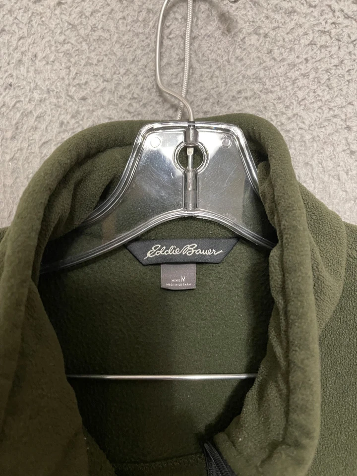 Chaleco Eddie Bauer Para Hombres Vellón Verde Talla Mediana Cremallera Completa Adulto Poliéster Foto 3 de 4