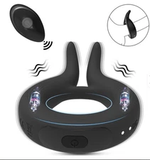 🔥 Rechargeable Dual Motor Vibrating Ring with Remote – 10 Modes, Waterproof