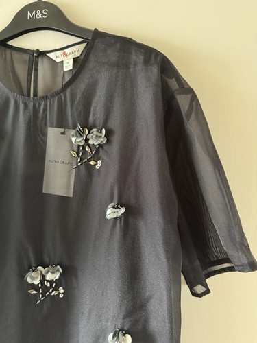 M&S Autograph Organza Floral Embellished Round Neck Top Size 10 BNWT RRP £59 - Picture 7 of 18
