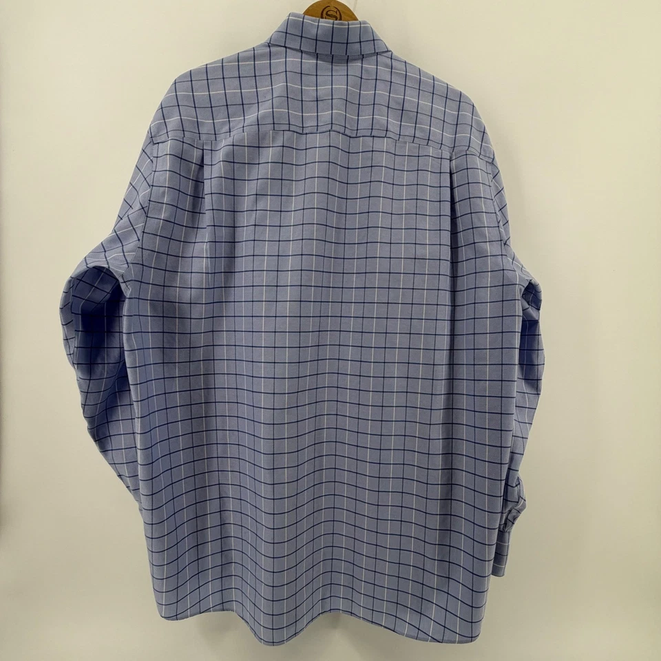 Greg Norman Mens Light Blue Grid Check Dress Shirt Large L G Button Up - Image 3 of 4