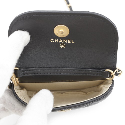CHANEL Matelasse Ball Chain Mini Pouch Lambskin Black - Picture 6 of 13