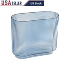 Ribbed Glass Vase Modern Geometric Decorative Floral Holder Indoor Display New