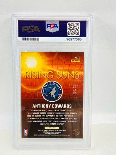 2023-24 Panini Donruss Optic Anthony Edwards Rising Suns Red #66/99 PSA 6 - Picture 2 of 2