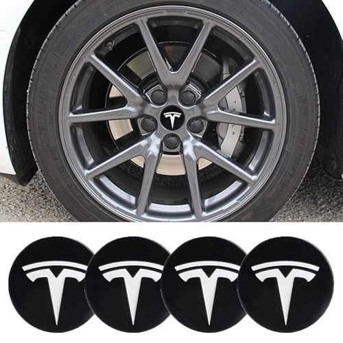 Wheel Cover Center Emblem Sticker for Tesla Model 3 Model Y Black & White - Picture 7 of 7