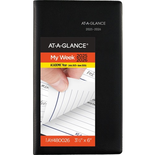 AT-A-GLANCE DayMinder Academic 2025-2026 Wochenplaner, schwarz