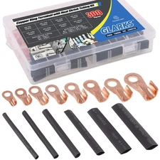 Glarks 300Pcs Open Barrel Wire Crimp Copper Ring Lugs Terminal Connectors OT 5A