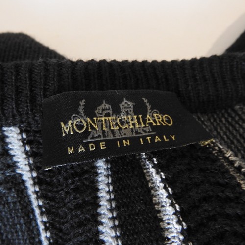 Montechiaro Mens Wool Blend Knit Sweater Black White Size 44 UK Made In Italy - Picture 6 of 18