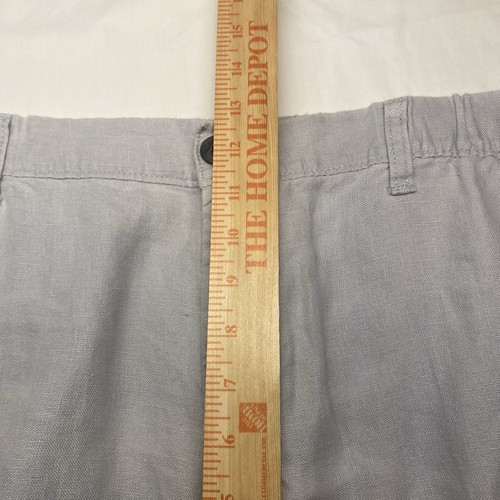 Caribbean 100% Linen Men's Cargo Shorts Sz 44 Gray Elastic Waist Drawstring - Picture 8 of 9