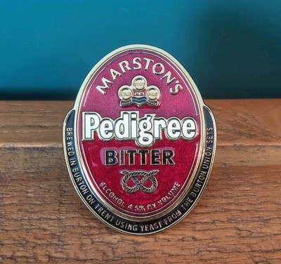 Marstons Pedigree bitteres Metall Bier Ale Pumpe Clip Abzeichen Pub Bar Breweriana
