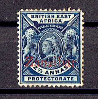 BRITISH EAST AFRICA 1896 QV 2½A VIOLET BLUE & OVERPRINT IN RED SG#43 CV £75 MH