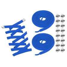 3Pairs No Tie Shoe Laces, Elastic Tieless Shoelaces with End Clips, Dark Blue