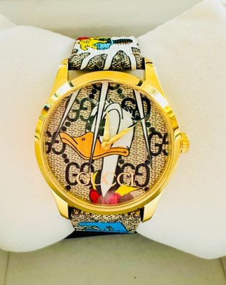 Gucci G-Timeless YA1264167 Donald Duck Gold PVD 38mm Unisex Watch disney popart