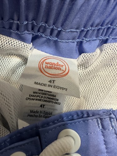 Wonder Nation Kids 4T Lined Swim Trunks Flowers Blue Green White - Picture 3 of 5