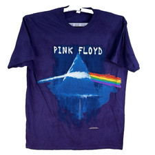 Pink Floyd Dark Side Of The Moon Tie-Dye T-Shirt SZ L Purple Liquid Blue 2016