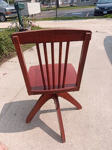 Vintage Mission Arts & Crafts Oak Wood Child’s School Desk Chair - Picture 3 of 10