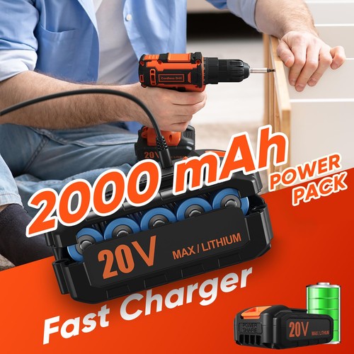 Cordless Drill Set, 20V Power Drill with Power Pack 2.0Ah and Charger, 3/8-In... - Picture 3 of 7