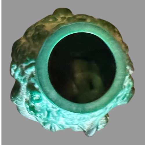 Antico vaso vintage Art Deco Nouveau figura malachite ceca 5" vetro artistico - Foto 6 di 7