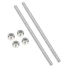 2Pcs 5/16"-18x250mm Threaded Rods with Nylon Insert Lock Nut, Silver