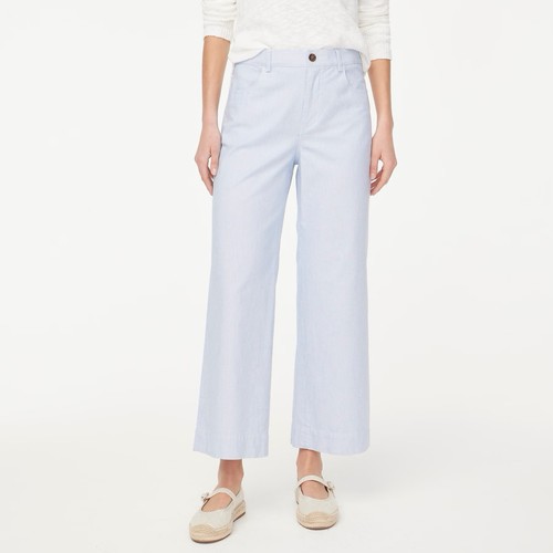 J.Crew Striped high-rise wide-leg cropped pant Blue Size 30 NWT Nautical Coastal - Picture 1 of 12