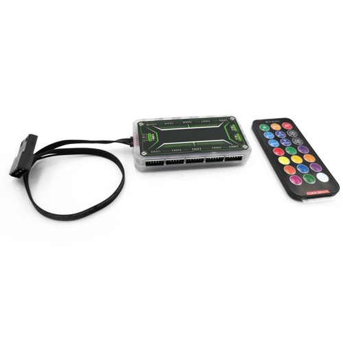 PC Cooling Fan Hub RGB Fan Controller Remote Control Computer Case Adapter O - Afbeelding 4 van 16