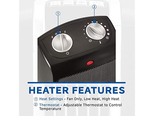 Lasko Ceramic Adjustable Tabletop Heater Black 9 Inches High - Picture 3 of 8