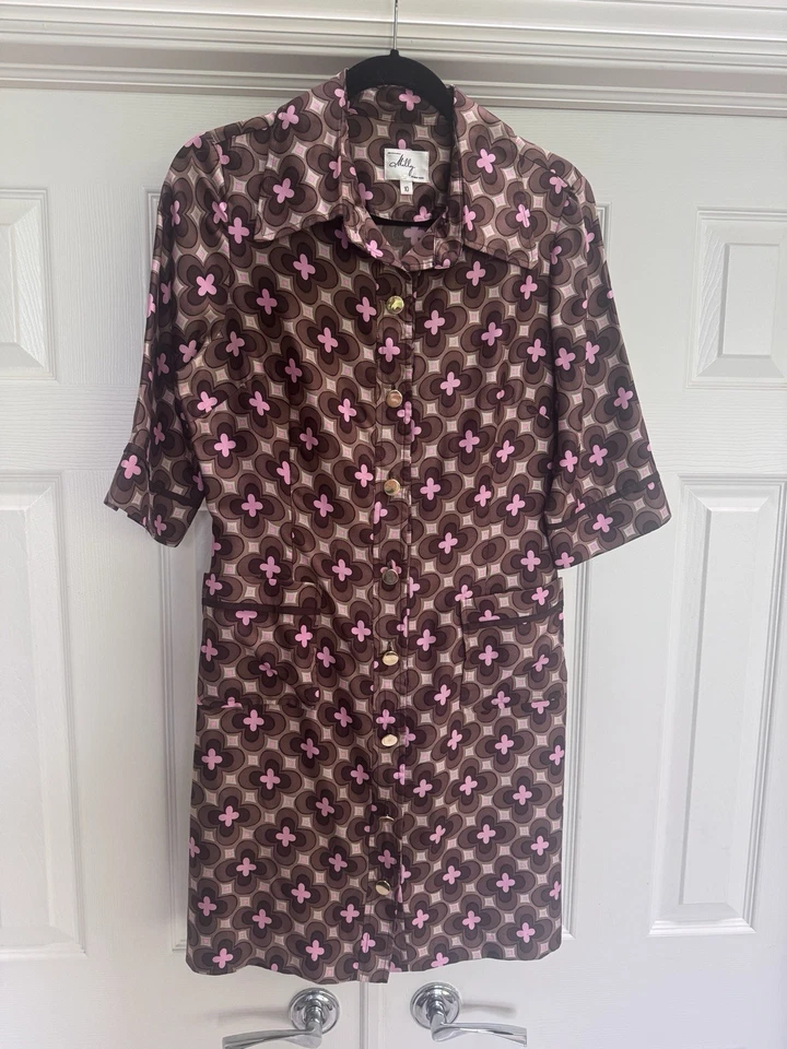 Vestido Milly of New York Vintage 100% Seda, Tamanho 10 - Imagem 4 de 4